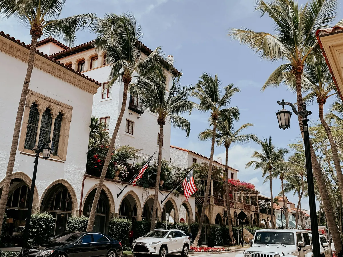 Palm-lined street in Palm Beach